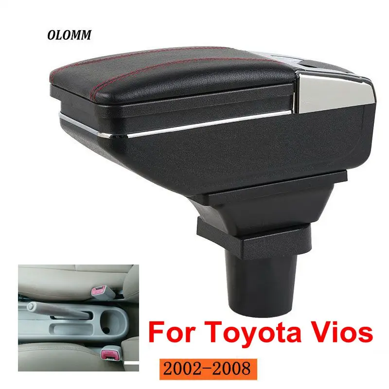 

Armrest box For Toyota Vios 2002-2008 central Store content Storage box with cup holder ashtray USB Charging accessories