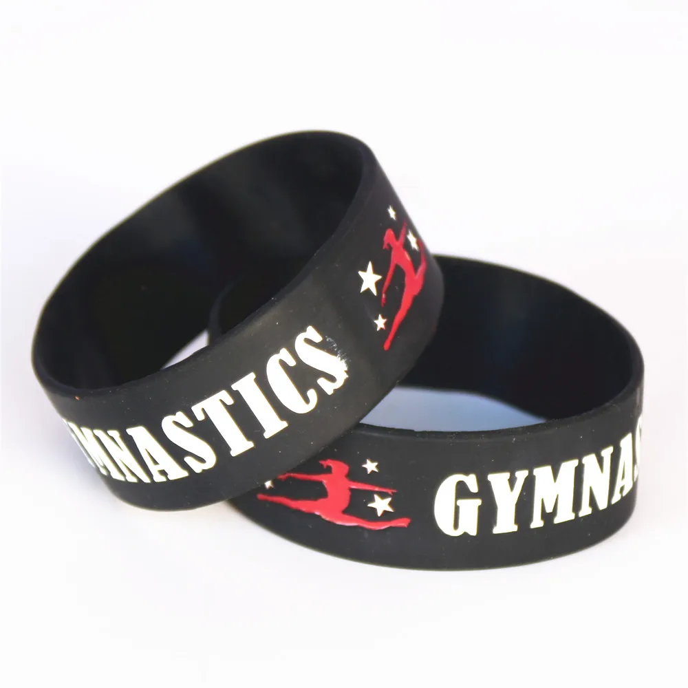 25PCS Silicone Dancer Wide Gymnastics Sport Silicone Wristbands  Black Silicone Bracelet Fitness Bangles Gift Wholesale SH096
