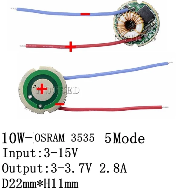 2 шт. OSRAM 10 Вт 12 Вт 3535 холодный белый 6500 к светодиодный излучатель вместо XPL HI XPL2 диод для Точечный светильник/светильник-вспышка часть высокомощный светодиодный - Испускаемый цвет: 22MM 5Mode Driver