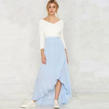 Индивидуальный заказ летние оборками шить шифон шифоновая юбка новая мода женские Повседневное юбка макси Высокая Талия Милая плиссированная Юбки для женщин