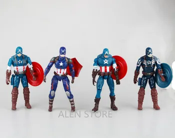 

ALEN 4Pcs/Lot The Avengers Figures Superheros Captain America With Shield Action Figures American Captain Ultron Weapon Toys