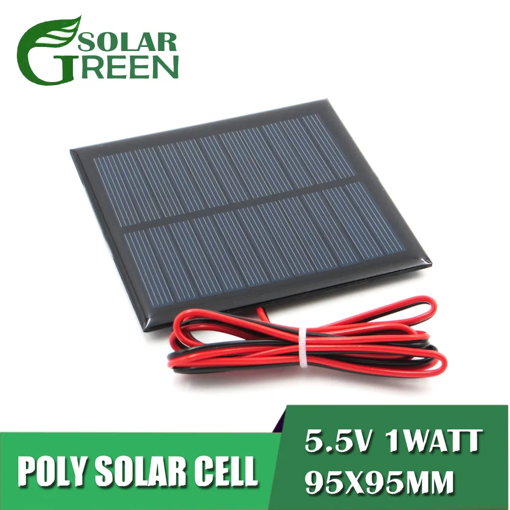 

5.5V 1Watt with 100cm extend cable Solar Panel Polycrystalline Silicon DIY Battery Charger Module Mini Solar Cell wire toy