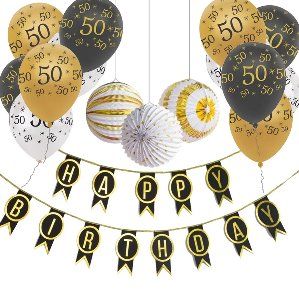 

Happy Birthday Banner Garland for Party Decorations Latex Balloons 30 40 50 Years Birthday Party Decor Adult Foil Helium Balloon