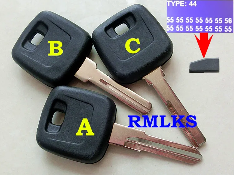 

RMLKS New Transponder Key With ID44 Chip Uncut Blade Fit For Volvo S80 S60 V70 XC70 XC90 2004-2011 Transponder key