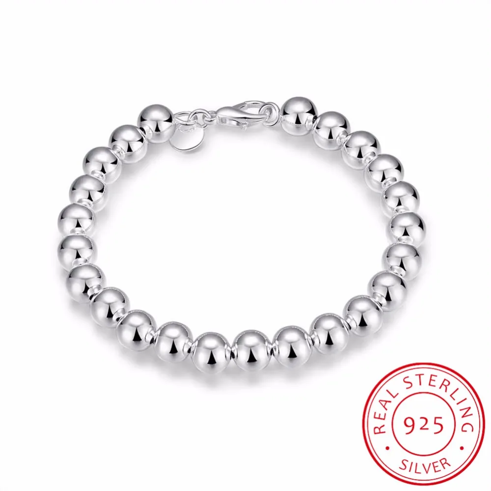 

LEKANI Hot Style 925 Sterling Silver Fine Jewelry 8mm Hollow Beads Silver Bracelet Pulseiras High Quality Woman Jewelry