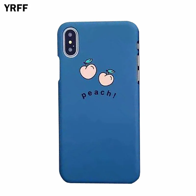 

YRFF Fashion Hard PC Matte Phone Case For iphone X Case For iphone 6S 6 7 8 Plus Cover Lovely Cartoon Fruit Peach Painted Cases