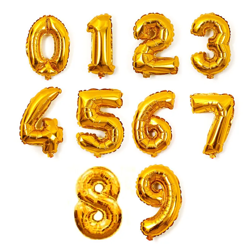 

New 1Pcs 16inch Cute Gold Foil Letters Number 0-9 Balloons New Year Birthday Party Wedding Decoration Love Ballon free shipping