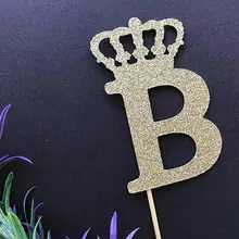 Блеск индивидуальные инициалы корона с изображением пирожного на день рожденья для ношения с обувью, для подарков для будущей матери для крещения ребенка на крестины вечерние украшения пончик приборы для еды