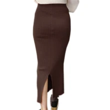 Стрейч тонкий шаг Юбки для женщин Женская юбка-карандаш высокой упругой Вышивка Крестом Пакет хип до середины икры одноцветная юбка Леди ребра хлопок Мини-юбки ym143