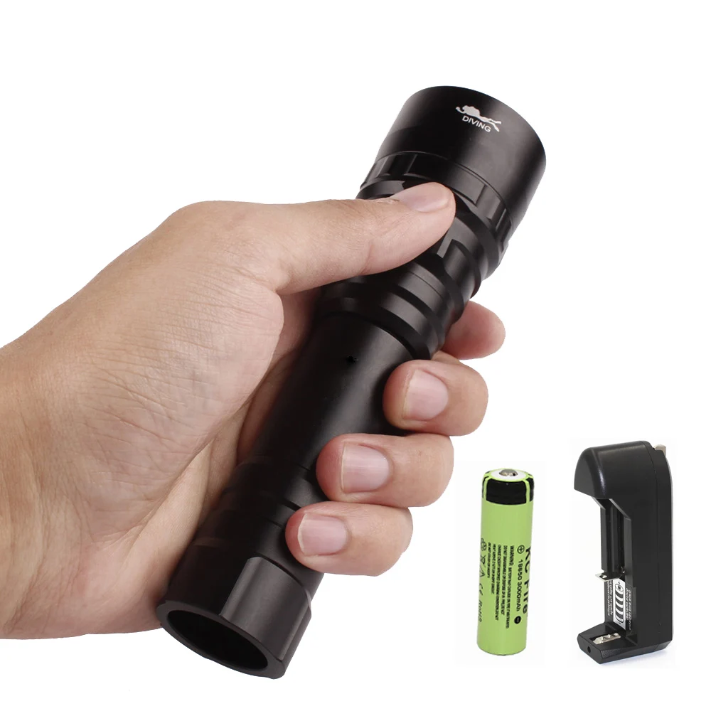 

Professional XPL V6 1050LM LED Scuba Diving Flashlight Dive Light Lamp Underwater Torch +18650 battery + Charger