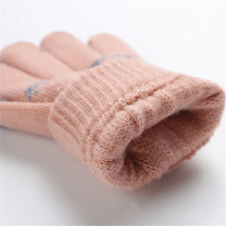 Новые зимние Студенческие теплые перчатки с рисунком оленя, перчатки с сенсорным экраном, женские бархатные шерстяные перчатки