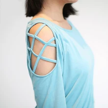 CHU Йога Для женщин пикантные открытые Фитнес спортивные полный рукав "летучая мышь" для бега, быстро сохнет, для занятий йогой, футболки для девочек и футболка с длинным рукавом, в тренажерном зале свободные топы T1303