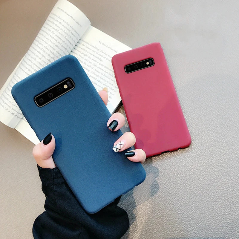 

Simple Matte Soft Phone Cover Case For Samsung Galaxy S10 Plus S10e S9 S8 Plus Note 8 9 Luxury Silicone Coque Fundas Capa Note9