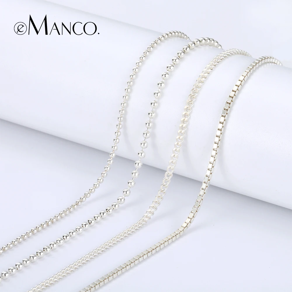 e Manco 4 Silver Snake Chains 925 Silver Long Link Chain Necklace Accessories Women Fine Jewelry