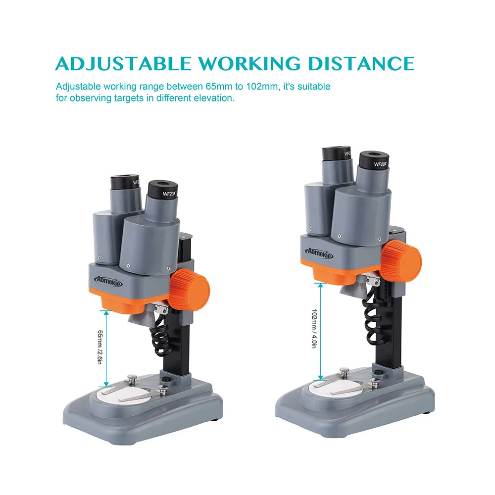  AOMEKIE 40X Stereo Microscope with Phone Holder Led Light PCB Solder Mineral Specimen Silde Watchin