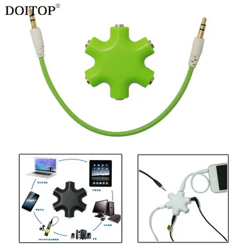 DOITOP 3.5mm Snow Shape Headphone Earphone Audio Splitter 1 to 5 Earphone Cable Splitter Adapter Cable for Phone MP4 MP3 Speaker