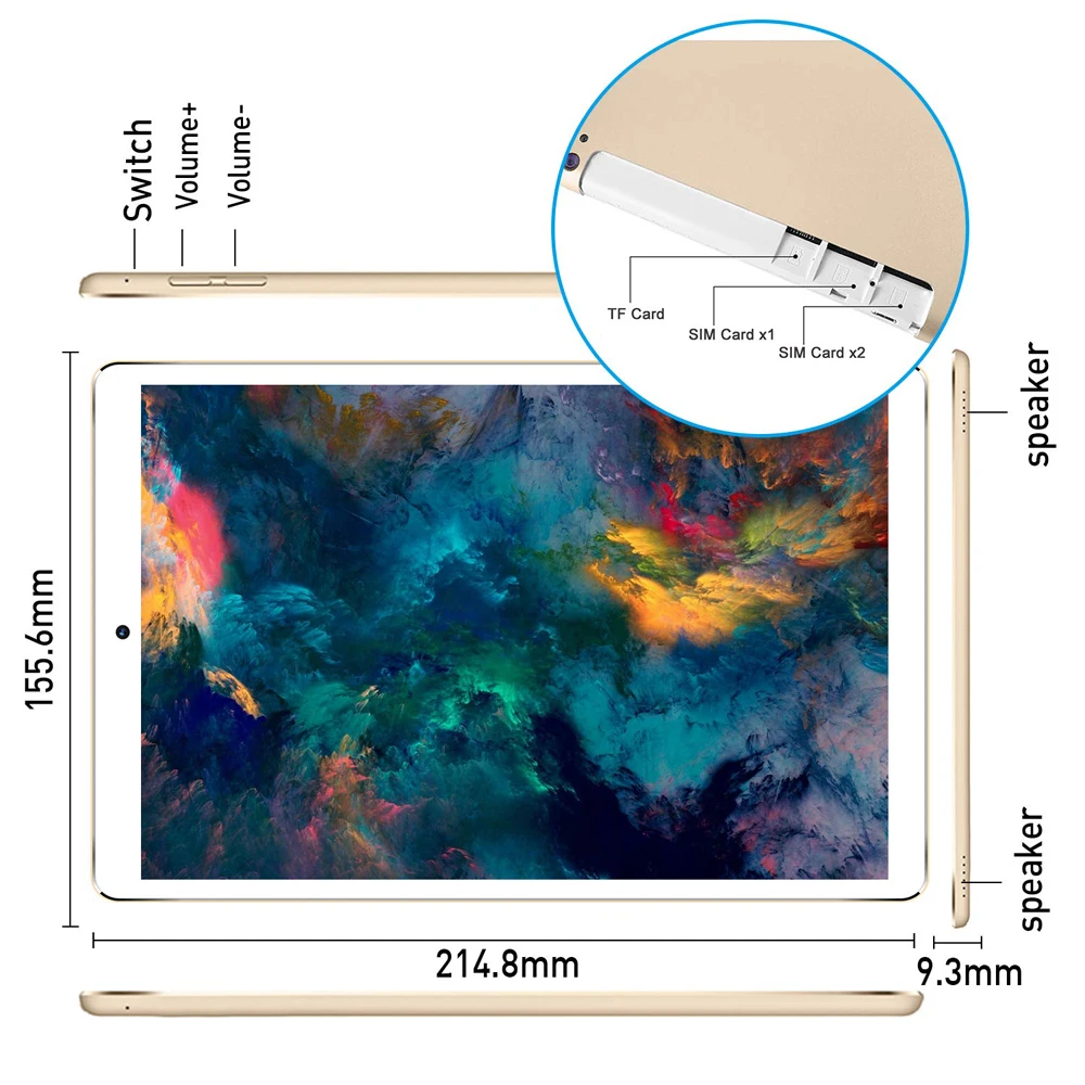 10,1 дюймовый планшет, новая система, 6 ГБ+ 128 Гб, 3G/4G, четыре ядра, две sim-карты, поддержка Wi-Fi, Bluetooth, Android 8,0, планшетный ПК+ клавиатура