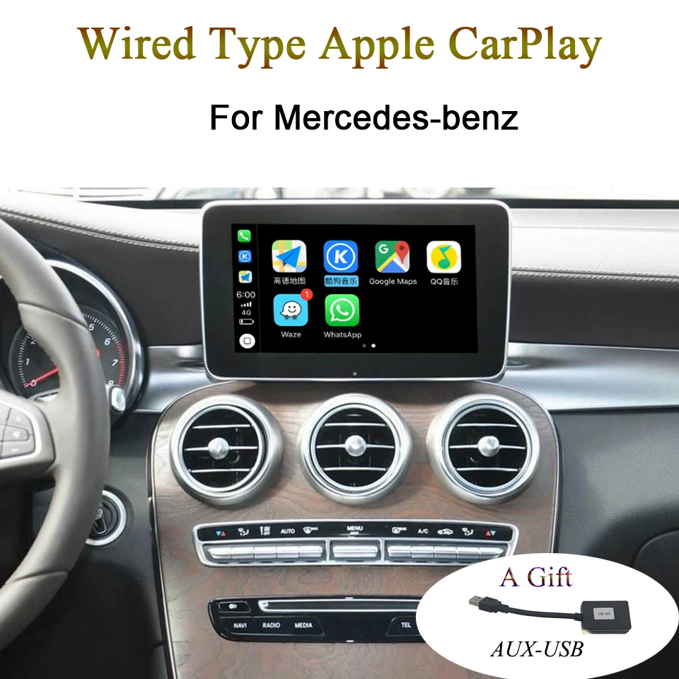 Apple CarPlay и Android авто, связанных с помощью usb-кабеля для GLA X156 приложение от iPhone мобильного телефона Зеркало Ссылка адаптер