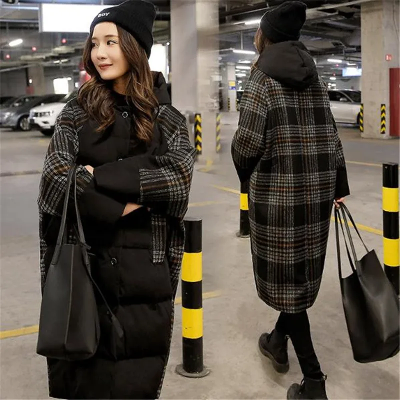 Longue Nouveau Chaud Vêtements À Capuchon Épais Coton Photo Plaid 2018 De Femmes Haut Lâche Femme Hiver A0955 Gamme Parka Veste Coréen Color Manteau CrqrUntw