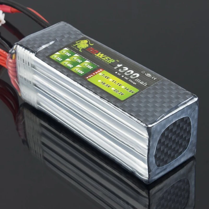 

1pcs Lion Power RC Lipo Battery 22.2V 1300Mah 30C MAX 45C T Plug for Align TREX 450 450L RC Helicopter Car