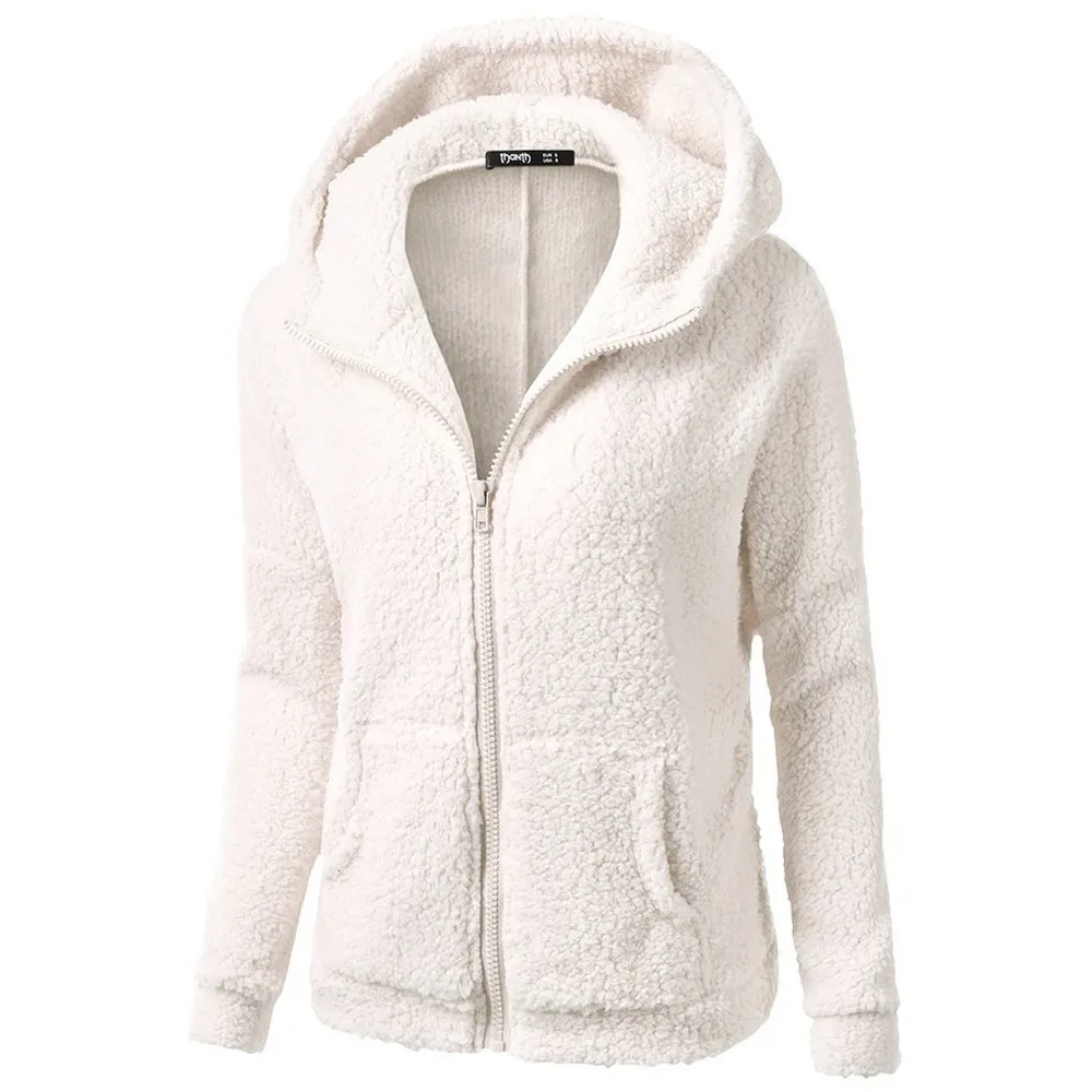 New2017 Best Sale Women Hooded Sweater Coat Winter Warm Wool Zipper Coat Cotton Coat Outwear ...