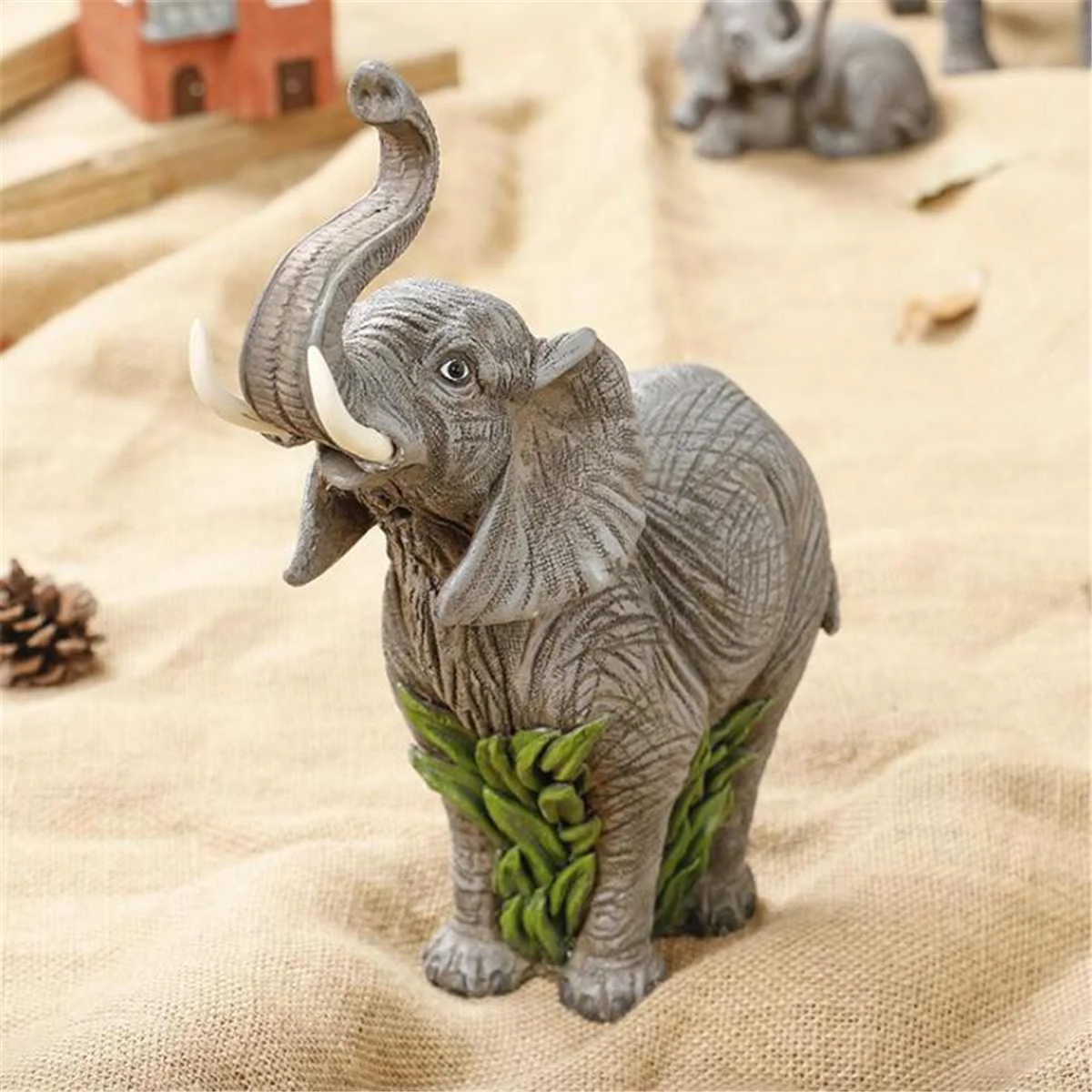 

Resin Lucky Elephant Statue Ornaments Desktop Office Home Decoration Vintage Elephant Sculpture Animal Crafts Figurine Gift