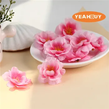 

200pcs 4.5cm wholesale real touch Artificial silk peach blossom plum blossom cherry blossom diy flower dance props clothes