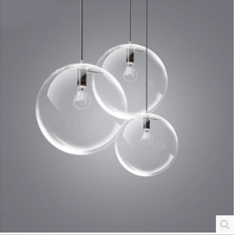  Modern single-head dining room bedroom living room indoor pendant light clear bubble glass ball pen - 32914086746
