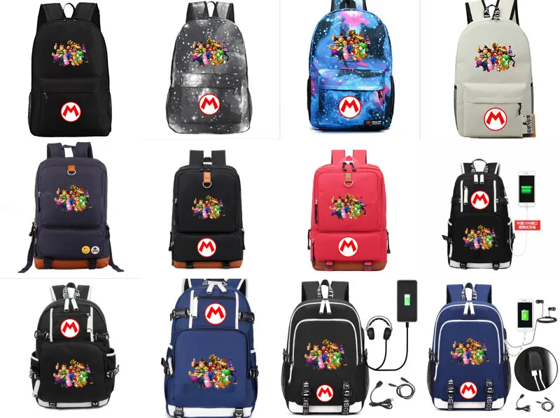 

Game Super Mario boo Ghost Backpack Cartoon Shoolbag for Boys Girls Teenagers Shoulder Travel Mochila Laptop Bags 12styles