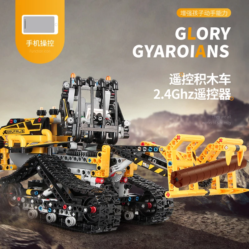 

13034 RC Truck Tracked Engineering Vehicle Car 13035 Bulldozer Technic Series APP Remote control Building Blocks Toys For Kids