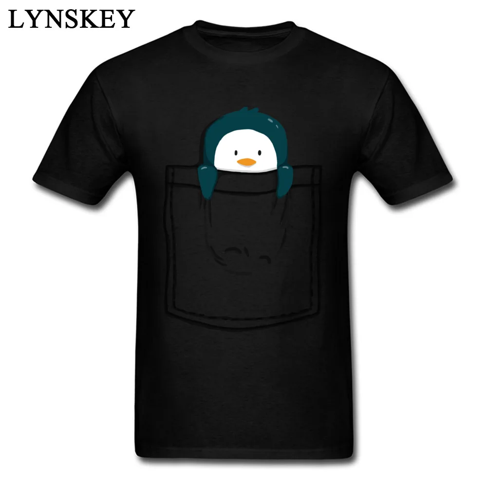 Faddish Male T-shirts O Neck Summer/Fall Short Sleeve Cotton Fabric Tops Tees Pocket Penguin Simple Style Sweatshirts Pocket Penguin black