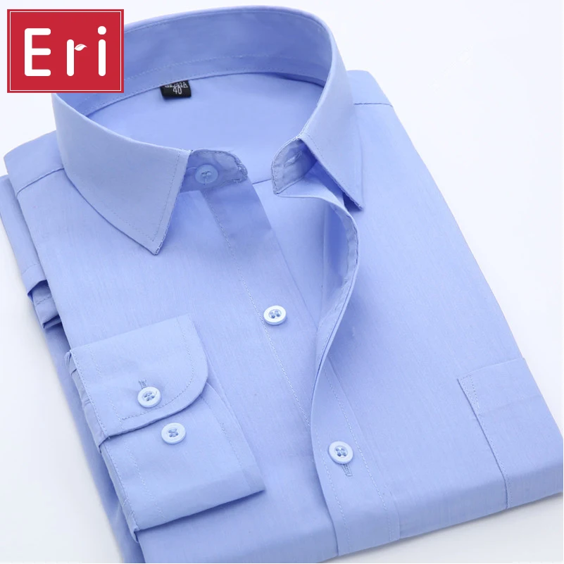 tesyyke Men Long Sleeve Shirts Slim Fit Solid Business Formal Shirts for Autumn