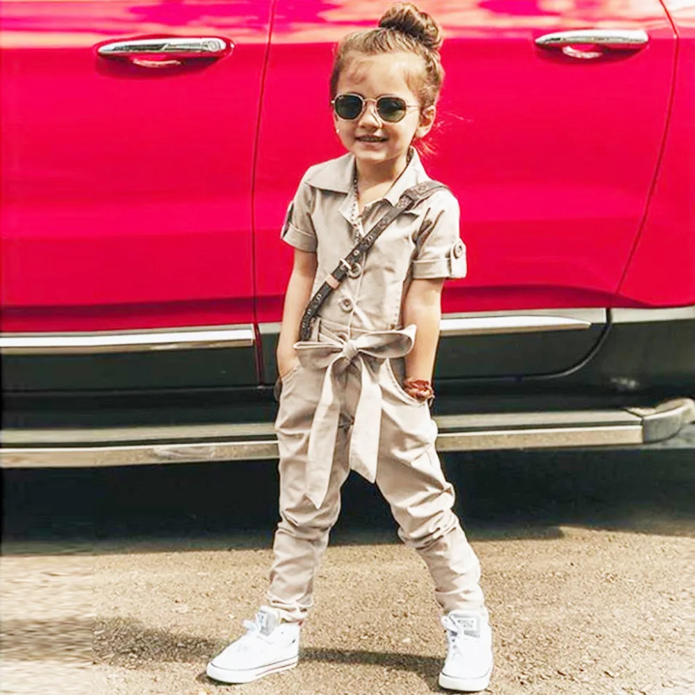 

Kid Clothes Girls Clothes Solid Short Sleeve Backless Overalls Jumpsuit Outfits Vetement Enfant Fille Teenage Girls Clothing
