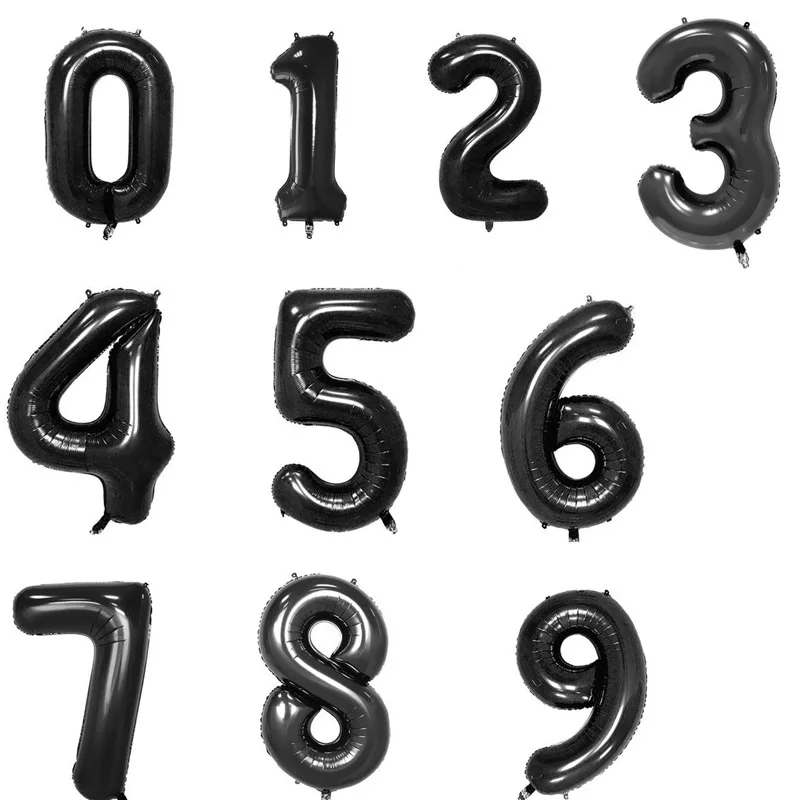 

PLAYGUYS 16 Inches Black Foil Number Balloons Digit air Balls For Anniversary Wedding And Engagement Decoration Supplies