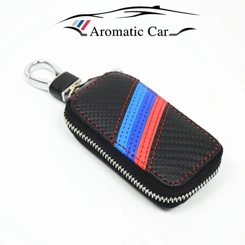

Three color 3D Styling Strips M-performance Carbon fibe Car Key Wallets Key Holder Keychain Key Case Bag Pouch for BMW e46e39