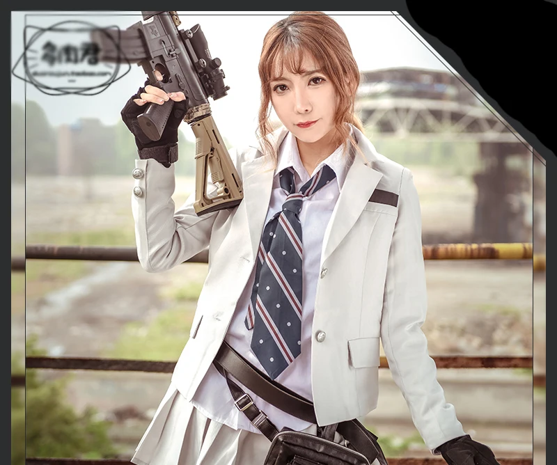  Hotest Game PUBG Cosplay Clothes Playerunknown's Battlegrounds Cosplay Costume Dress Set Whilte Col