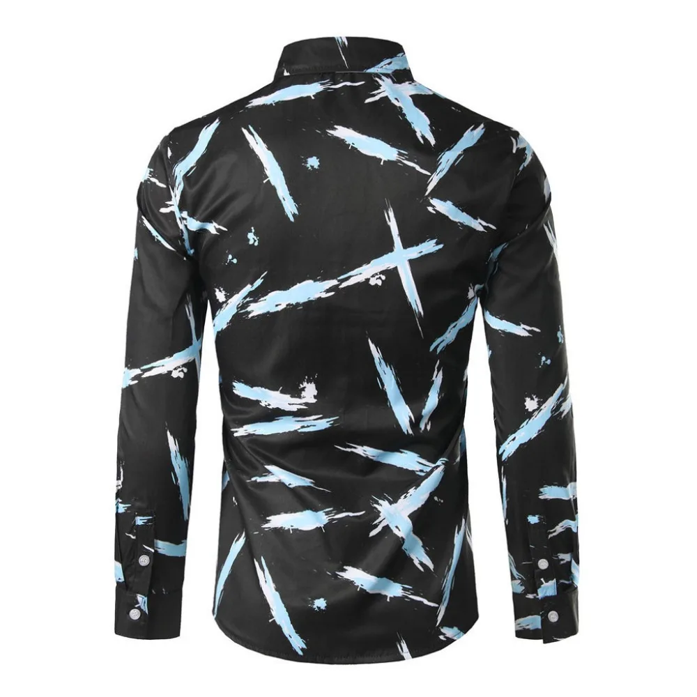 2019  men's casual T-shirt button lapels slim plus size sports t-shirt comfortable long-sleeved shirt men luxury 40J6 (3)