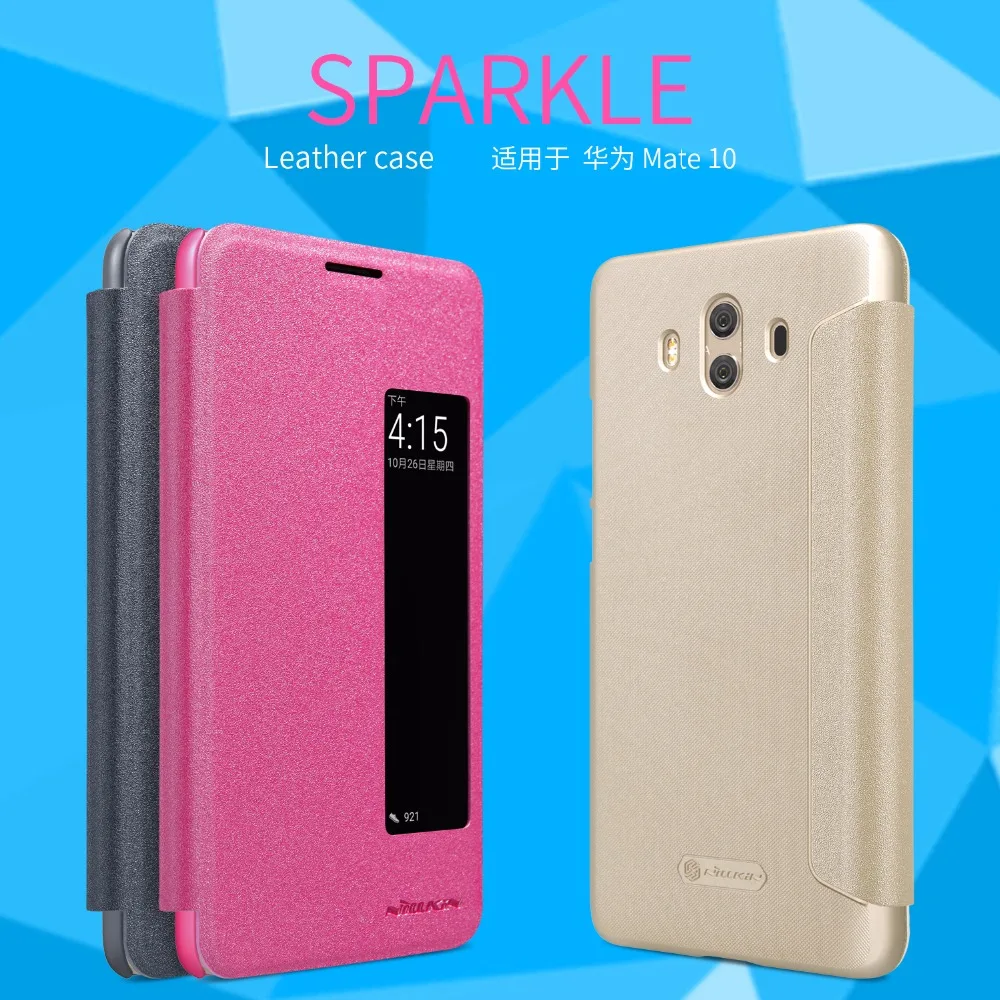 СПС huawei Коврики 10 случае чехол NILLKIN Sparkle откидная крышка кожаный с окном