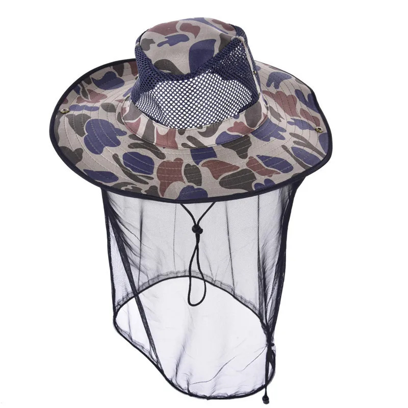 Камуфляжная шляпа с широкими полями и сеткой от комаров|fly net hat|hat insectmosquito hat |