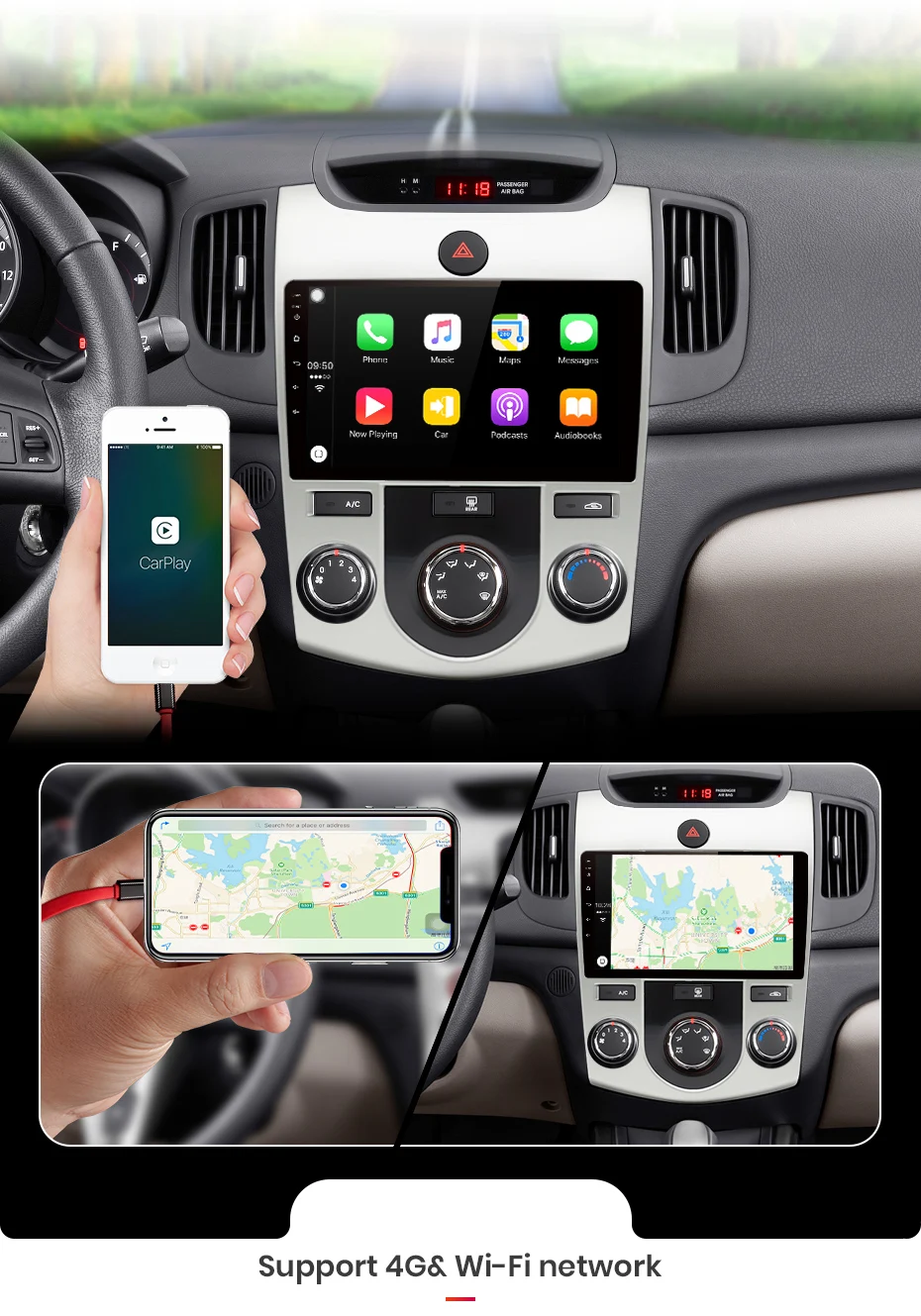 Junsun 4G+ 64G CarPlay DSP Android 8,1 автомобильный Радио Мультимедиа Стерео Аудио плеер gps 2 Din для hyundai Santa Fe 2 2006-2012 без DVD