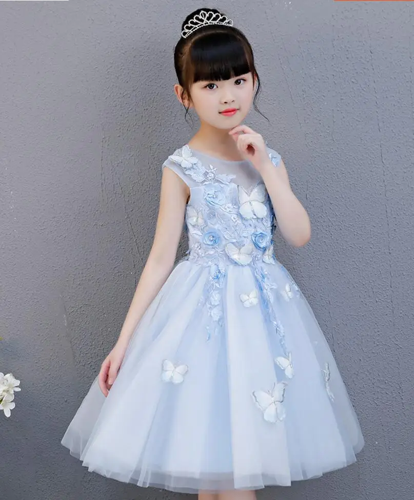 Высококачественные аппликации; кружевное платье с цветочным узором для девочек; нарядное свадебное платье принцессы; платье для крещения для маленьких девочек; платье для первого причастия
