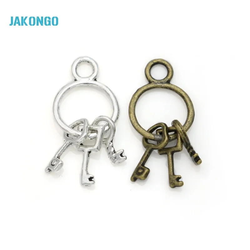 

10pcs Tibetan Silver Plated Lots Key Charms Pendants for Jewelry Making Accessories Findings DIY Handmade 26x12mm