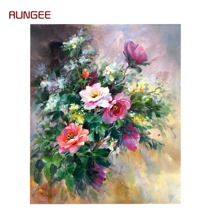 

100% Hand Painted Abstract Flowers Art Oil Painting On Canvas Wall Art Wall Adornment Pictures Painting For Live Room Home Decor