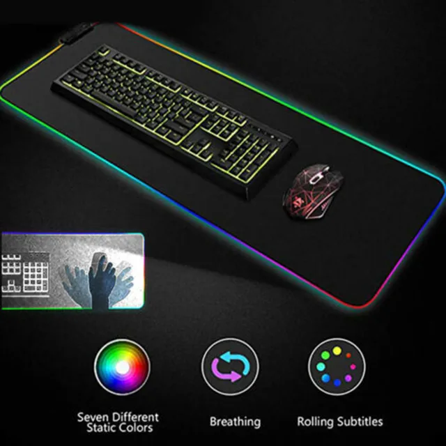 Mousepad Non skid Base RGB Large Colorful LED Lighting Keyboard Mat Gaming Mouse Pad For