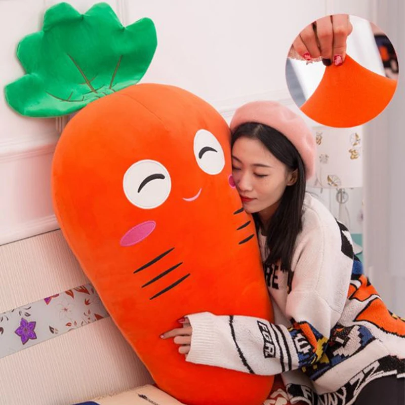 Dorimytrader lovely soft cartoon carrot plush pillow stuffed anime vegetables toy doll 2 models gift for girls and boys 110cm 80cm DY61960  (2)