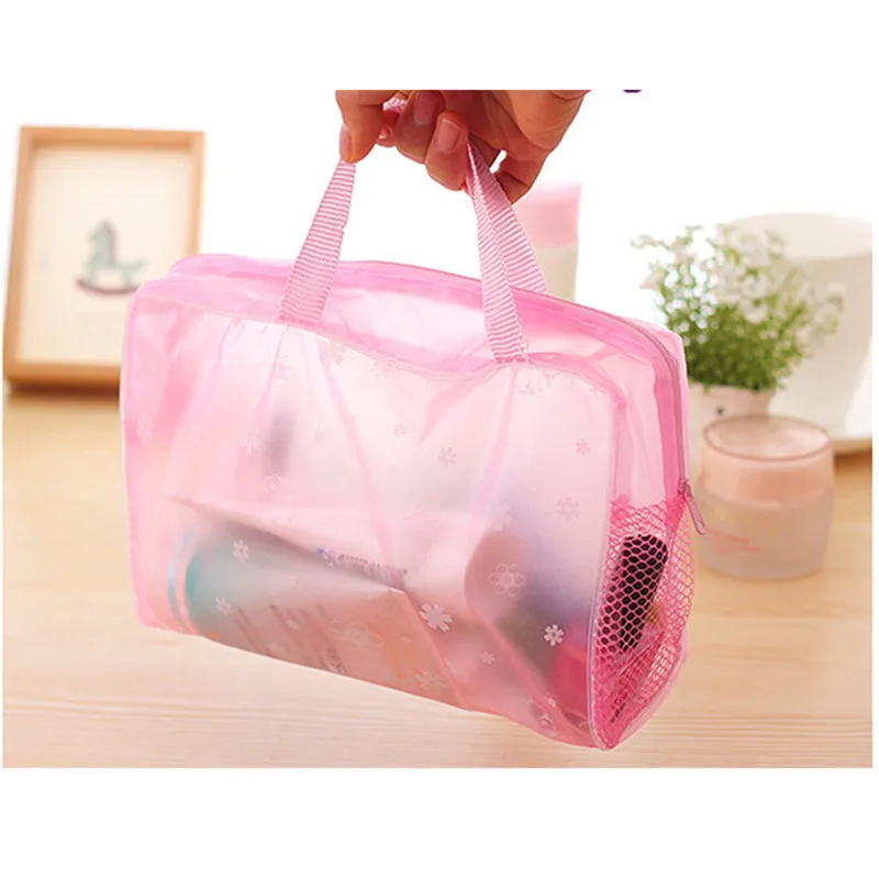 PVC الأزهار طباعة سفر منظم مستحضرات التجميل أكياس للماء الحمام غسل تخزين حقائب حقيبة للشامبو الاستحمام ماكياج أداة