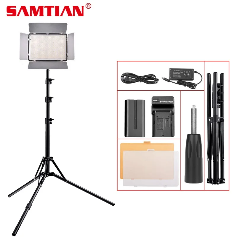 

SAMTIAN TL-600S 1 set LED Video Light with Tripod Stand 3200K/5500K 600 LEDs Photography Lighting LED Panel Lamp Studio Light