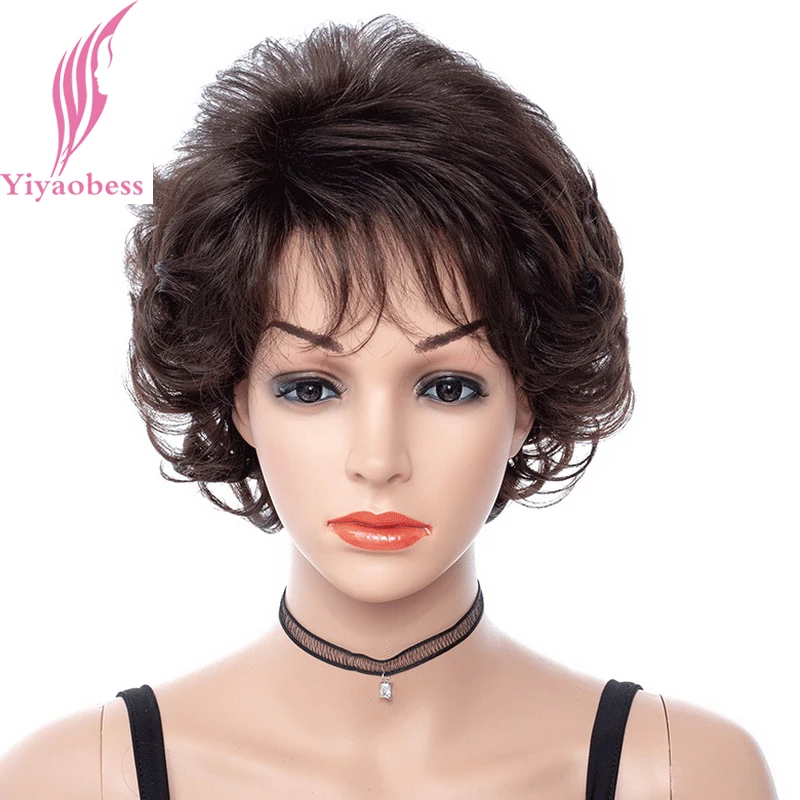 Yiyaobess 8 дюймов 4 # Короткие вьющиеся парик женский АФРО Синтетические натуральные волосы афро американский Искусственные парики для черны
