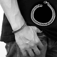 Горячее предложение 1 шт. ювелирные изделия из сплава бордюрное звено цепной серебряный браслет и браслет для мужчин очаровательные браслеты аксессуары модное ювелирное изделие