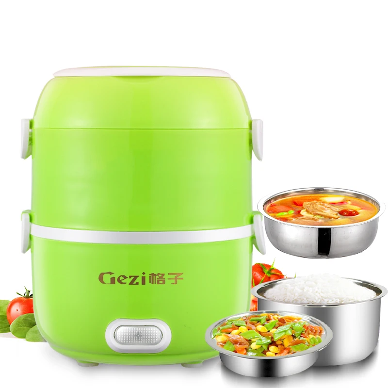 

Electric Lunchbox Rice Cooker Portable Heating Insulation Double Cooking Hot Rice Cooker 2L Automatic Power-off 1-2 People